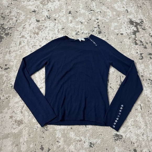 Carolina Herrera Navy Blue Cashmere Sweater Size Medium - Picture 1 of 4